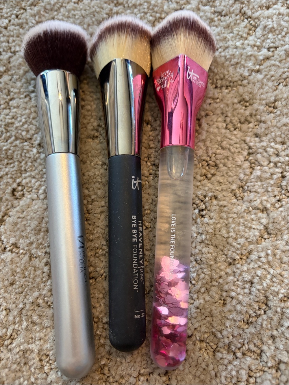 Set of Three It Cosmetics foundation brushes
